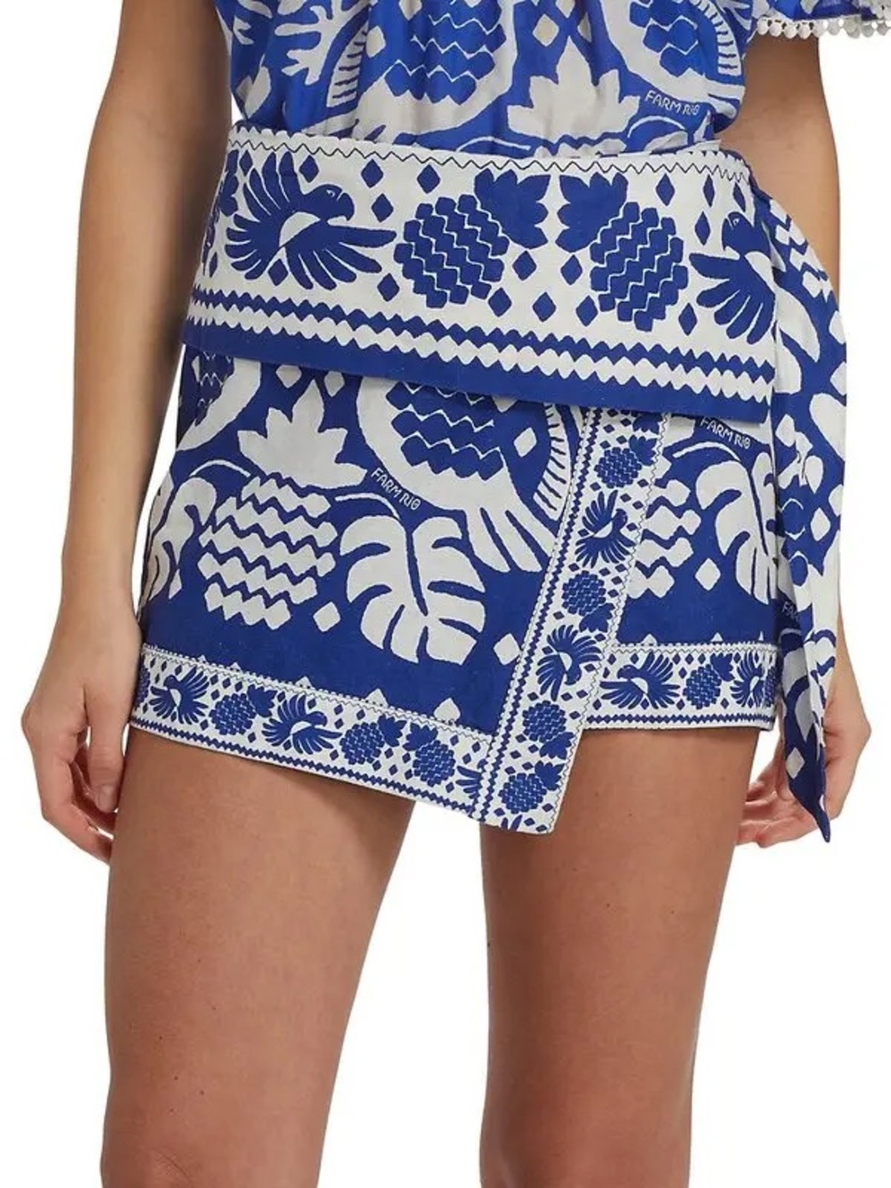 NWT Farm Rio Jungle Scarf Navy Blue Mini Skirt Size L